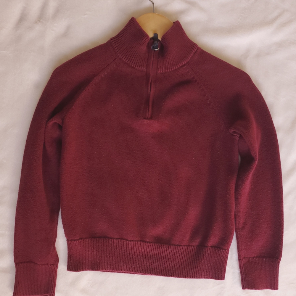 Crewcuts Kids Preppy Burgundy Sweater Quarter Zip. Back To School Fall Style. - Picture 7 of 16